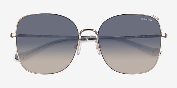 Shiny Light Gold Coach HC7133 C7997 -  Metal Sunglasses