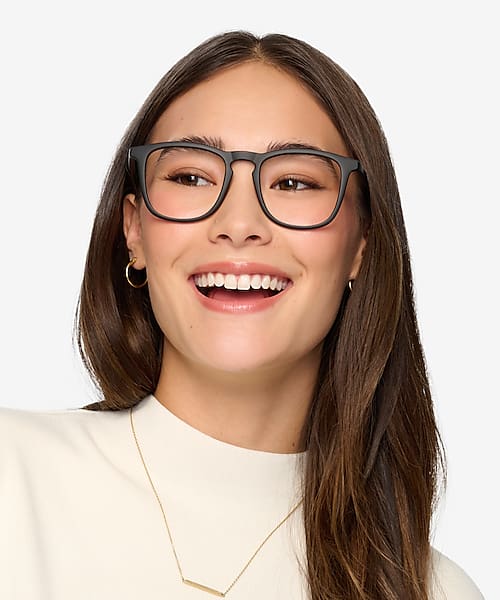 Matte Black Central -  Plastic Eyeglasses