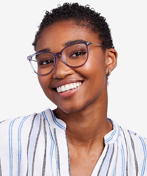 Clear Purple Nebulous -  Acetate-metal Eyeglasses
