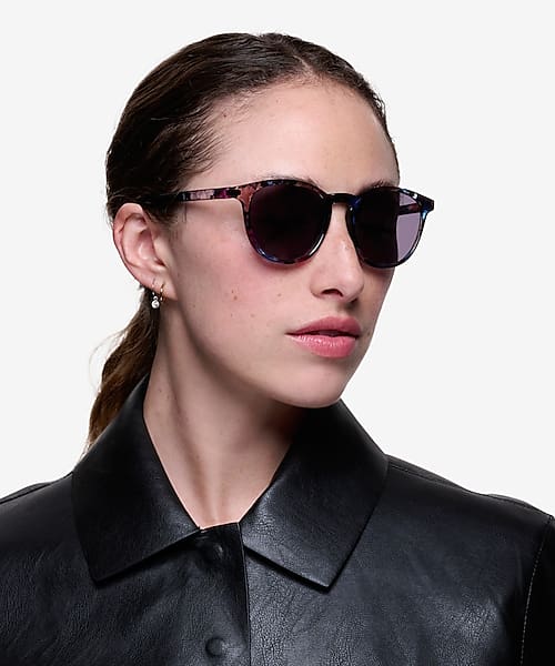 Blue/Floral Deja Vu -  Plastic Sunglasses