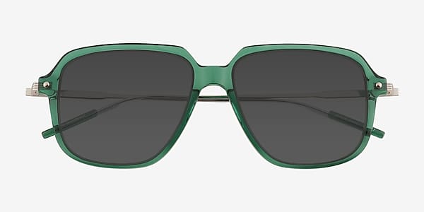 Clear Green Stitch -  Acetate Sunglasses